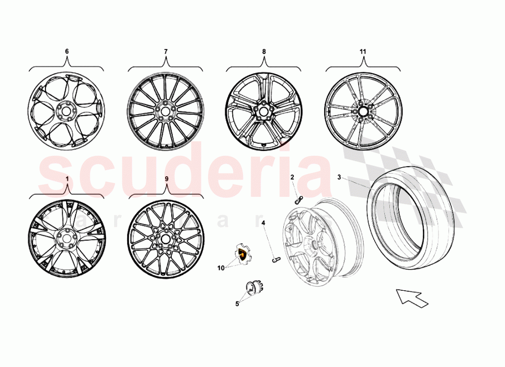 Front Tyres of Lamborghini Lamborghini Gallardo (2006-2007)