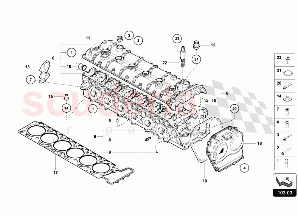 LEFT CYLINDER HEAD AND COVER of Lamborghini Lamborghini Aventador LP700 Roadster