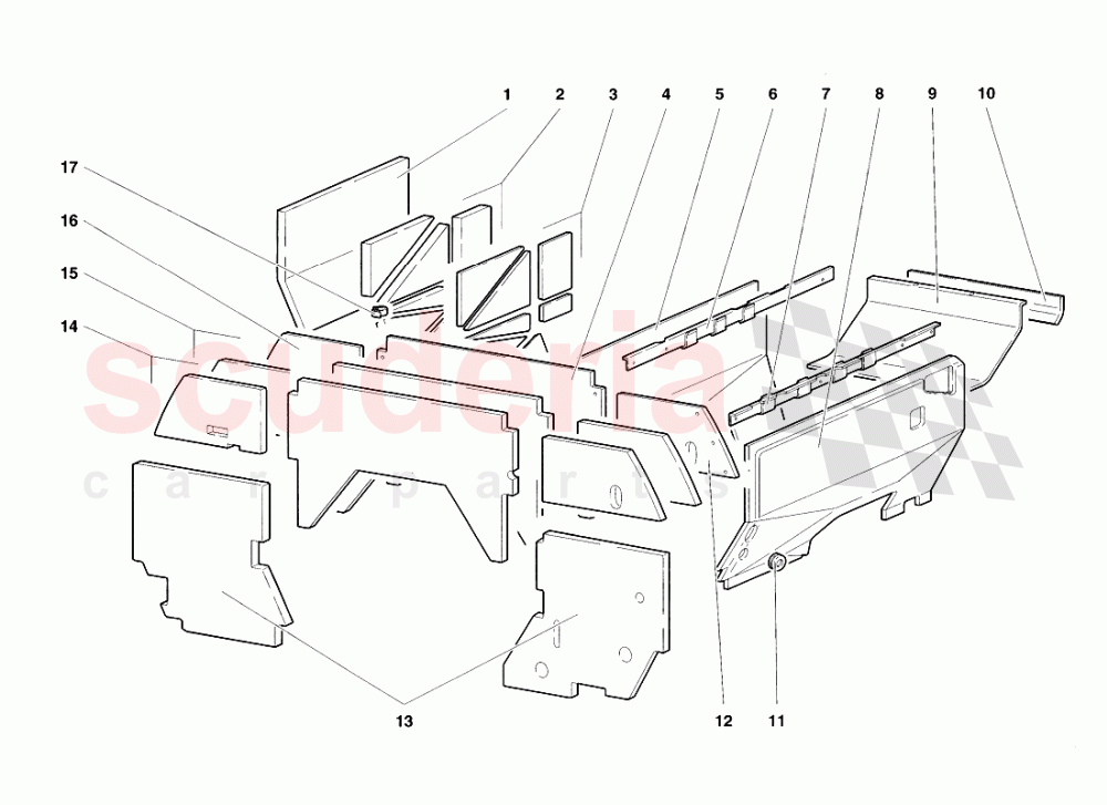 Engine Compartment Insulating Panels of Lamborghini Lamborghini Diablo VT Roadster (1998-2000)