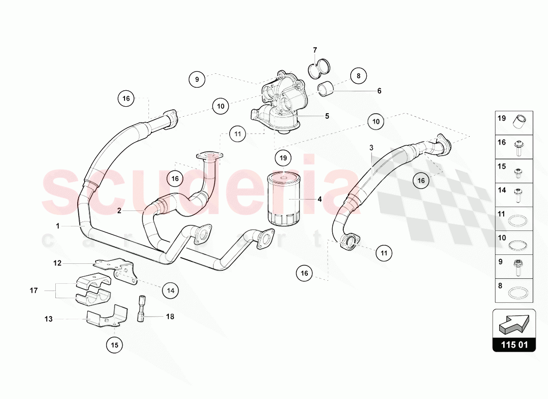 OIL FILTER of Lamborghini Lamborghini Aventador LP770 SVJ Coupe