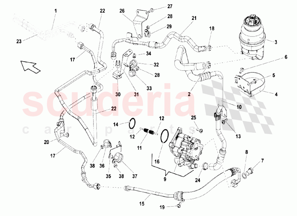 Power Steering - Hydraulic System of Lamborghini Lamborghini Gallardo LP550 Coupe