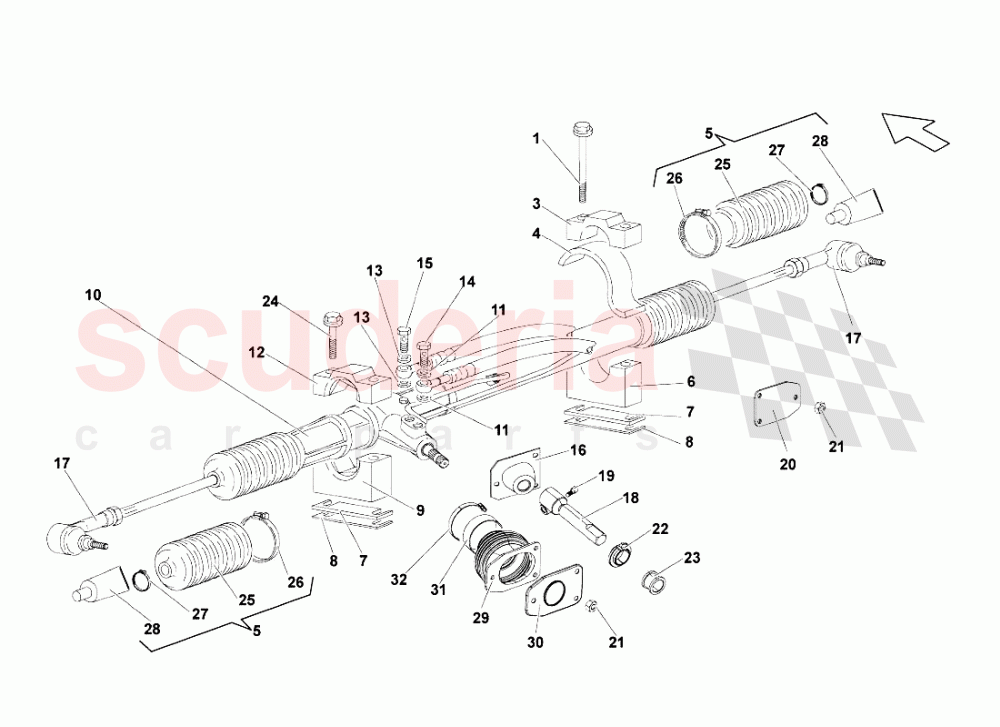 Steering Rack of Lamborghini Lamborghini Gallardo LP560 Coupe