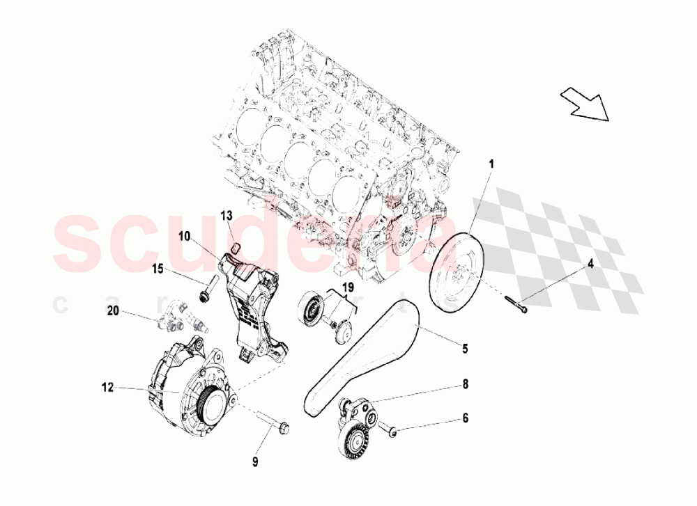 Alternator And Straps of Lamborghini Lamborghini Gallardo LP550 Coupe