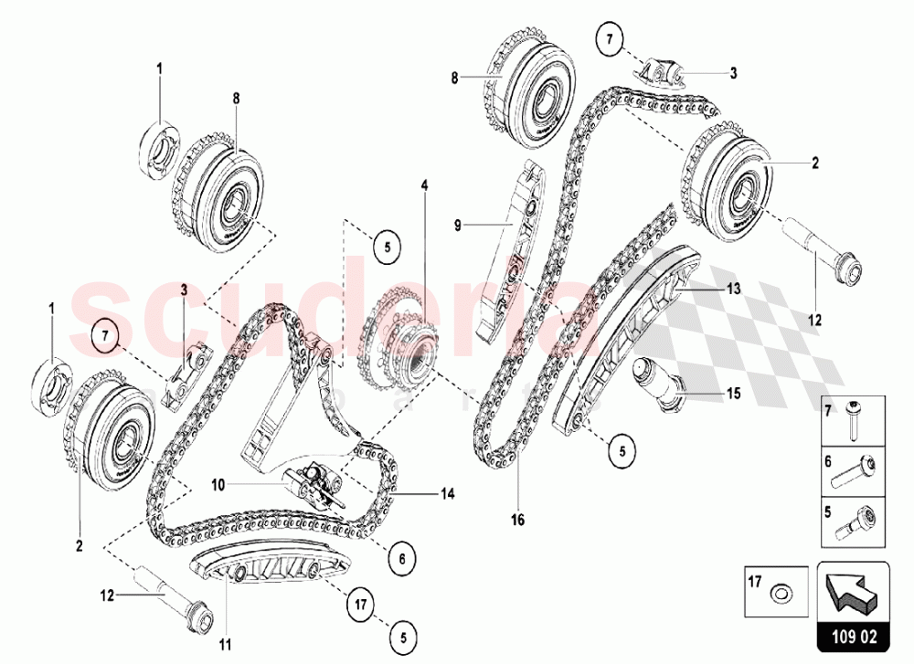 UPPER HEAD TIMING SYSTEM of Lamborghini Lamborghini Aventador LP750 SV Roadster