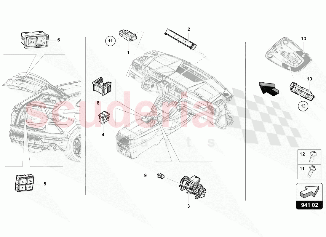 CONTROL PANEL WITH PUSHBUTTONS of Lamborghini Lamborghini Urus