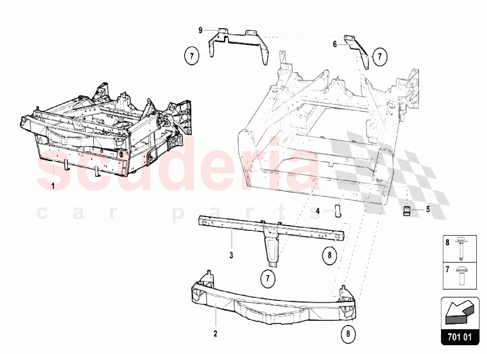 FRONT FRAME ELEMENTS 1 of Lamborghini Lamborghini Aventador LP750 SV Roadster