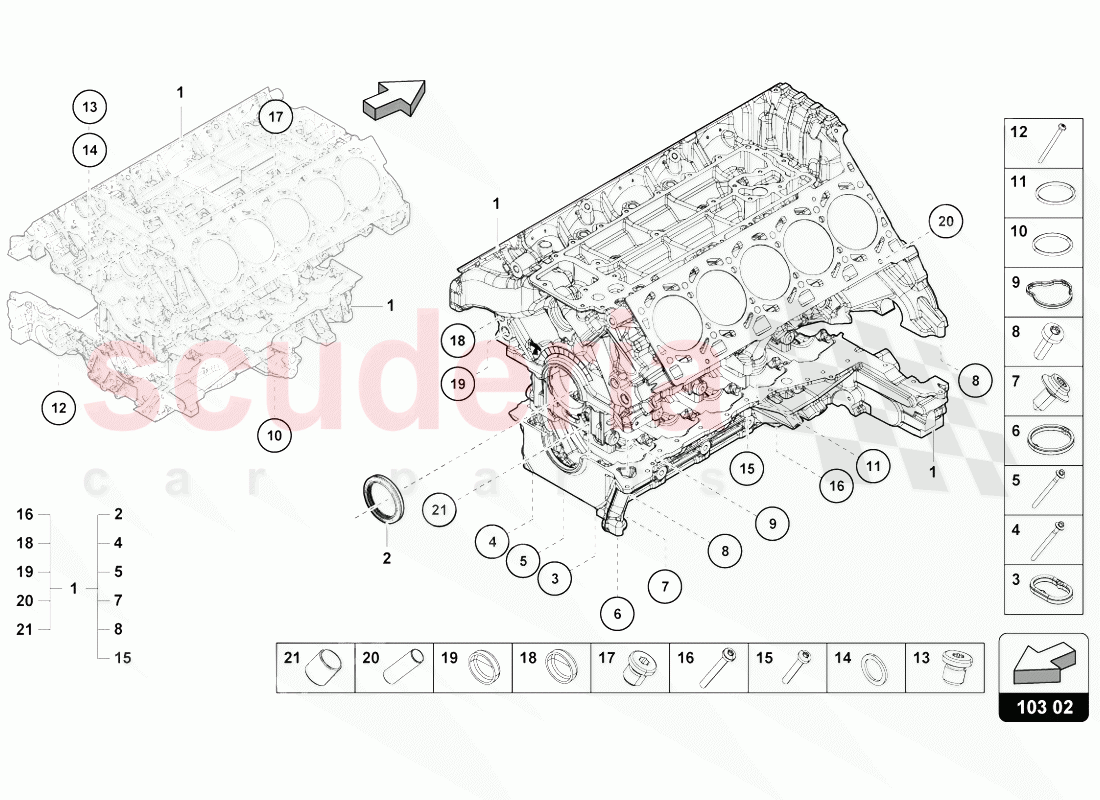 ENGINE BLOCK of Lamborghini Lamborghini Huracan Evo Coupe