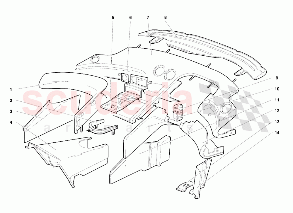 Passenger Compartment Trim (Valid for R.H.D. Version - April 1994) 1 of Lamborghini Lamborghini Diablo VT (1993-1998)