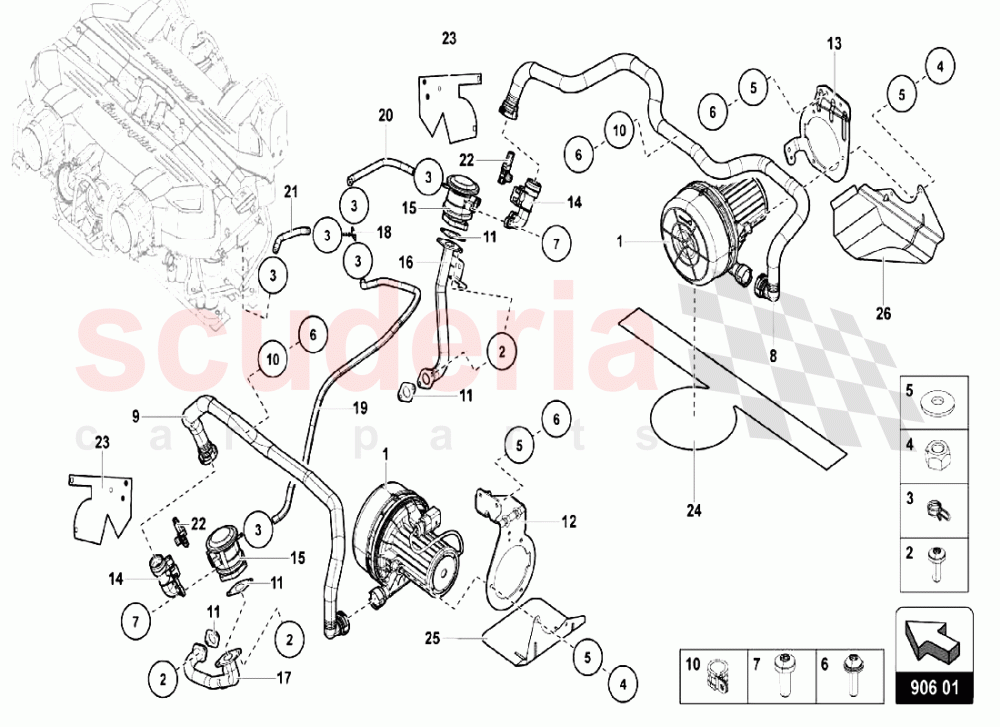 SECONDARY AIR SYSTEM of Lamborghini Lamborghini Aventador LP750 SV Coupe