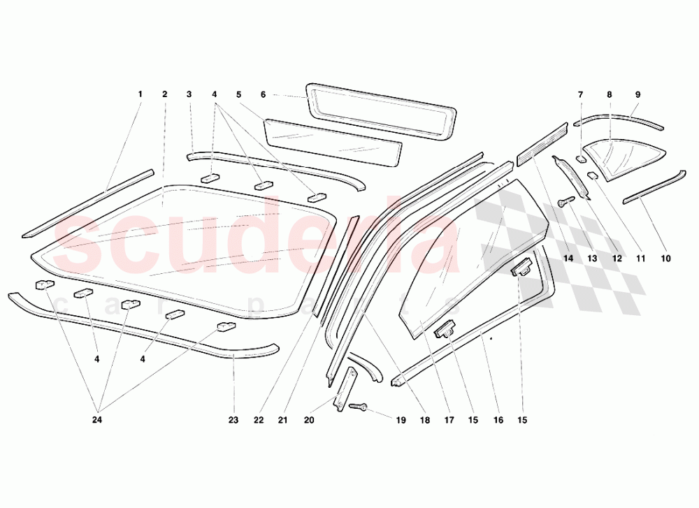 Windows of Lamborghini Lamborghini Diablo VT (1993-1998)