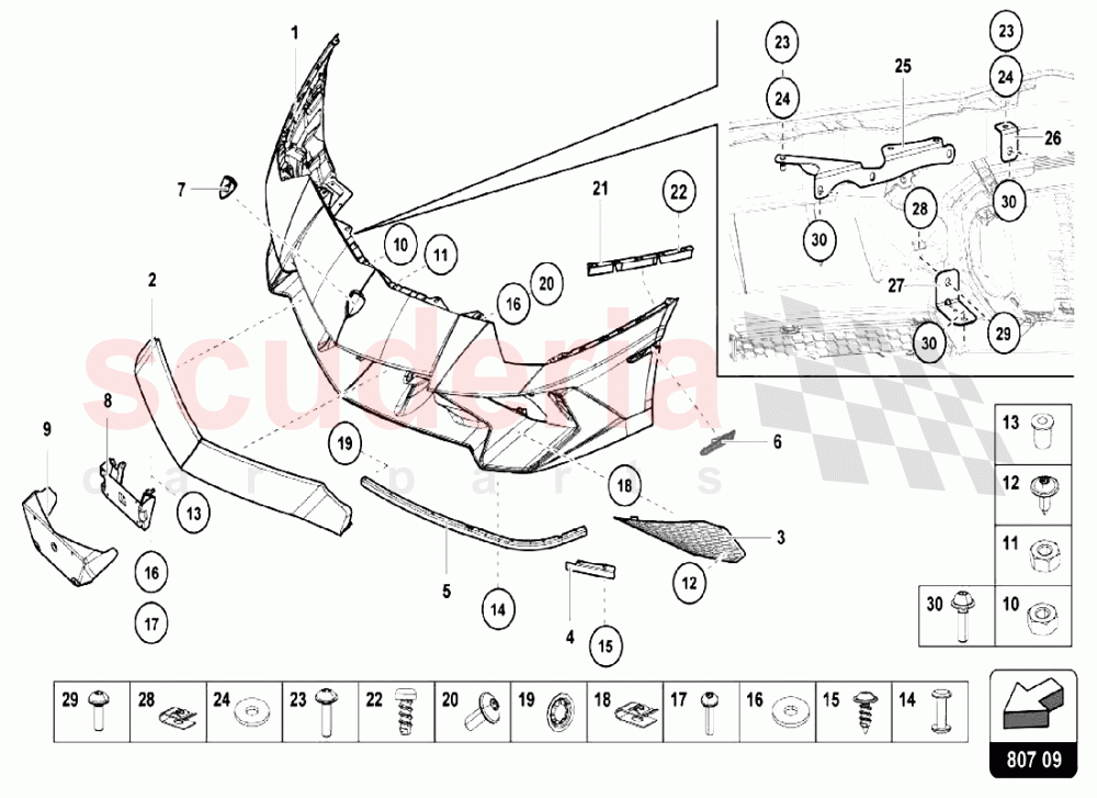 FRONT BUMPERS of Lamborghini Lamborghini Aventador LP750 SV Roadster