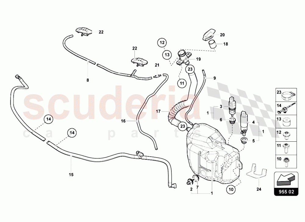 WINDSCREEN - HEADLIGHT WASHER SYSTEM of Lamborghini Lamborghini Aventador LP700 Roadster