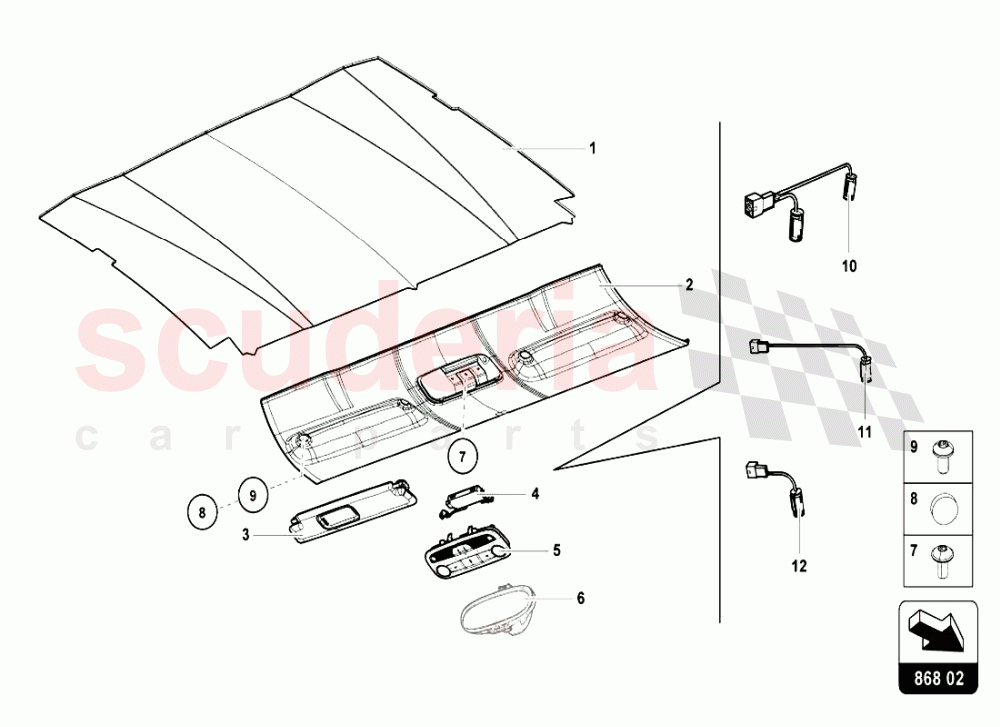 INNER TRIM- INNER ROOF of Lamborghini Lamborghini Huracan LP610 Coupe