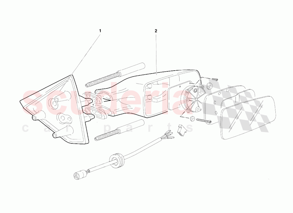 External Rear View Mirrors (Valid for R.H.D. - March 1997) of Lamborghini Lamborghini Diablo SV (1995-1997)