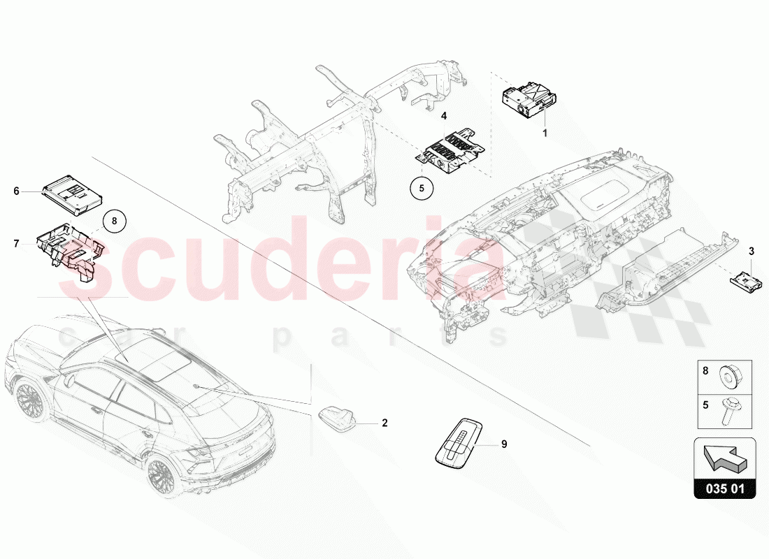 CONTROL UNIT FOR INFORMATION ELECTRONICS of Lamborghini Lamborghini Urus