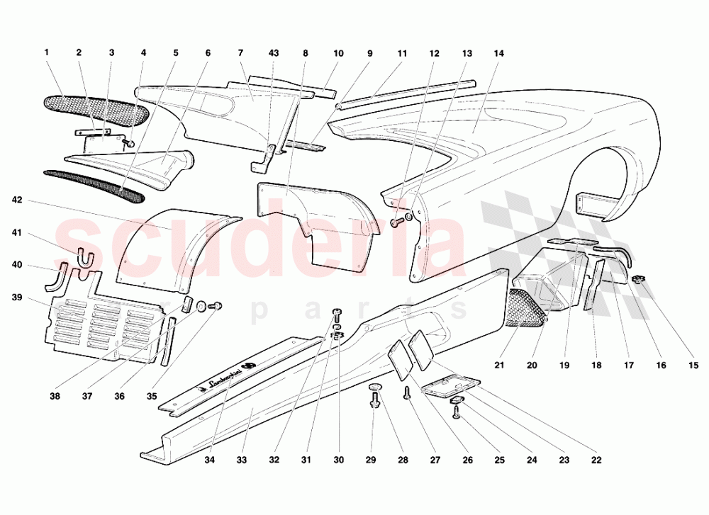 Body Elements - Left Flank of Lamborghini Lamborghini Diablo SE30 (1993-1995)