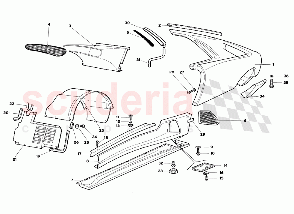 Body Elements - Left Flank of Lamborghini Lamborghini Diablo GT (1999-2000)