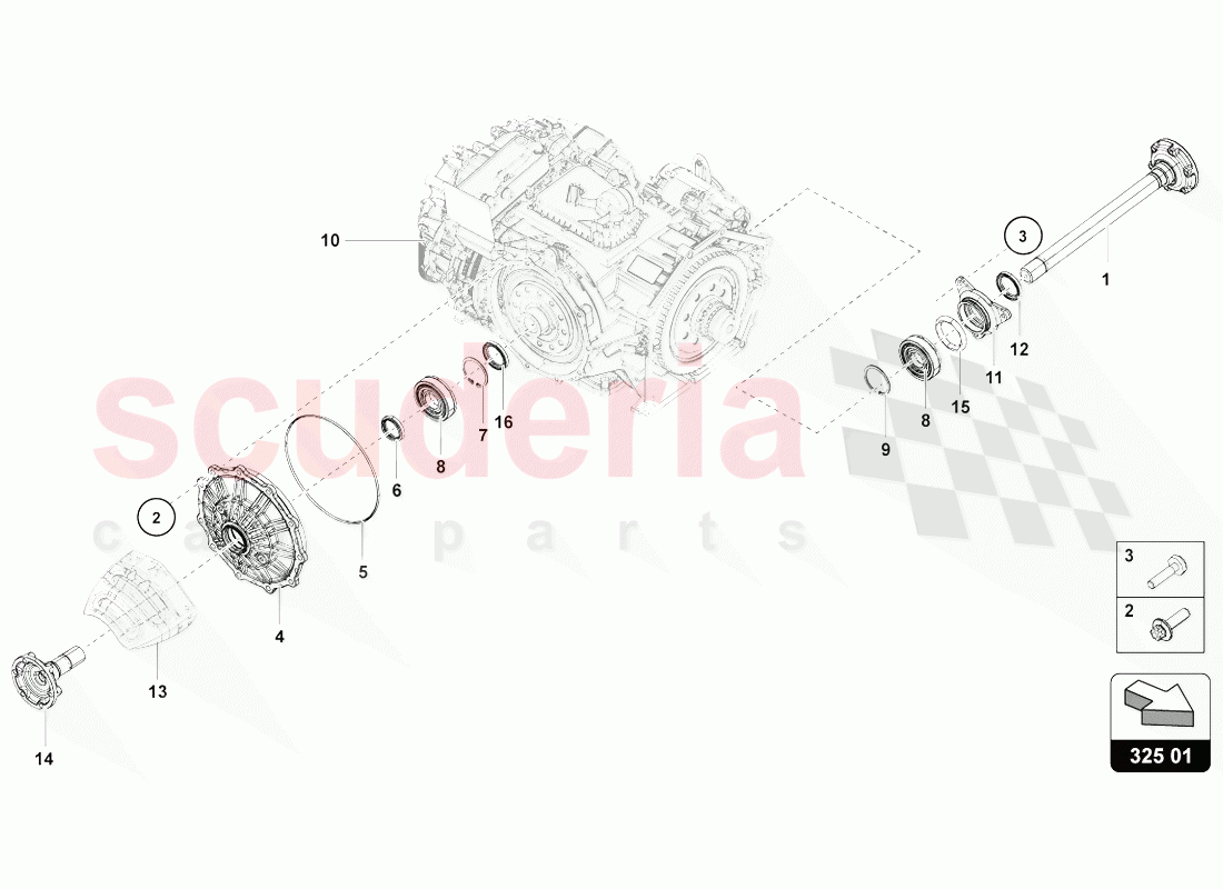 FLANGED SHAFT WITH BEARING of Lamborghini Lamborghini Huracan Evo Coupe