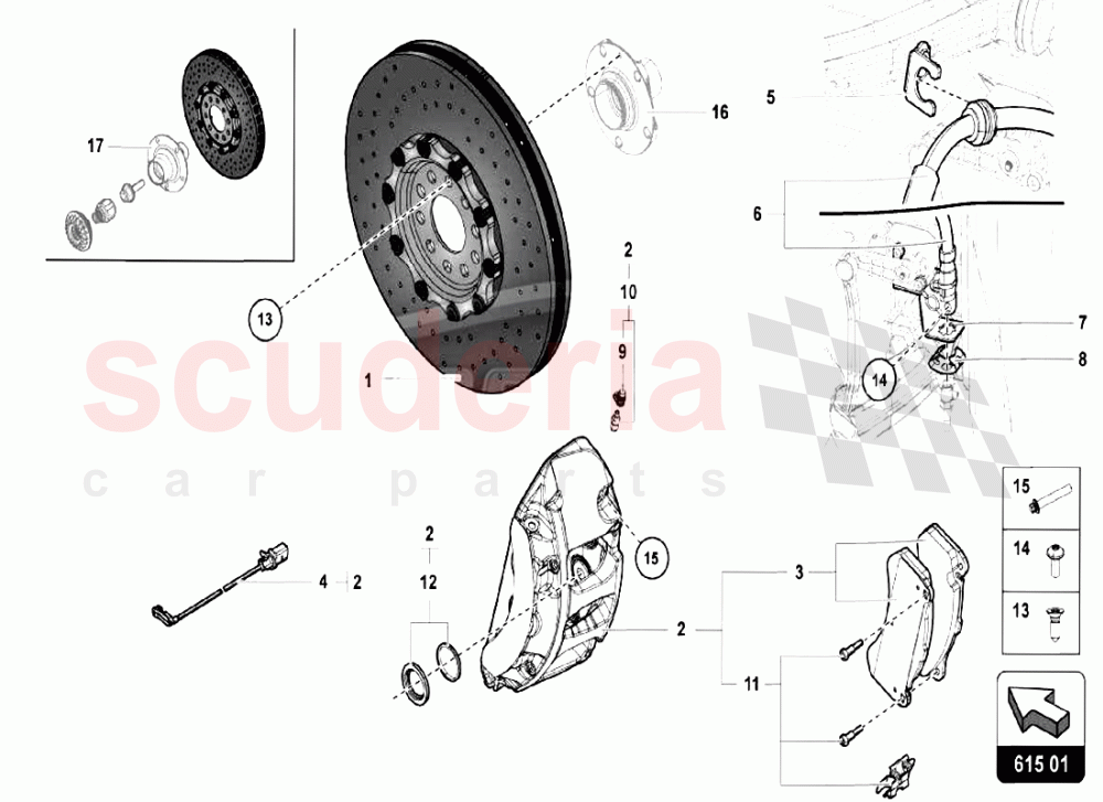 FRONT BRAKE DISCS CCB of Lamborghini Lamborghini Aventador LP750 SV Roadster