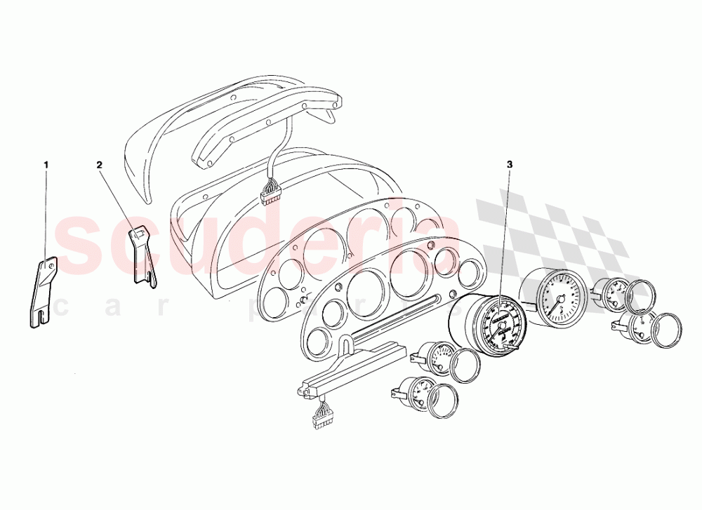 Dashboard Instruments (Valid for R.H.D. - March 1997) of Lamborghini Lamborghini Diablo SV (1995-1997)