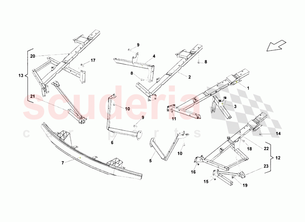 Front Frame Attachments of Lamborghini Lamborghini Gallardo LP560 Spyder