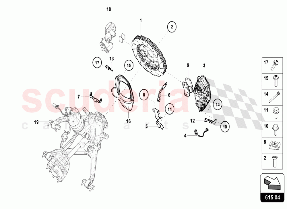 Rear Brake Discs of Lamborghini Lamborghini Huracan LP580 Coupe