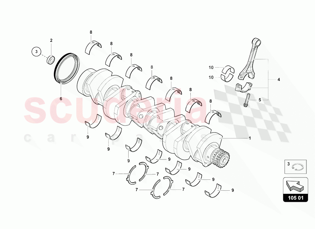 CRANKSHAFT WITH BEARINGS of Lamborghini Lamborghini Aventador LP770 SVJ Coupe