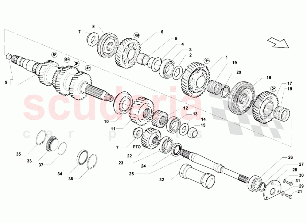 DRIVEN SHAFT - PTO of Lamborghini Lamborghini Gallardo LP550 Spyder