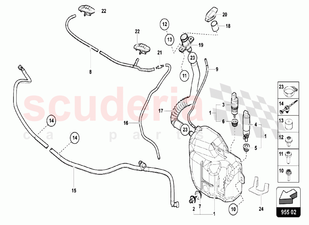 WINDSCREEN - HEADLIGHT WASHER SYSTEM of Lamborghini Lamborghini Aventador LP750 SV Coupe