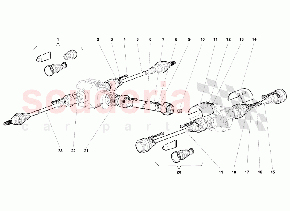 Driveshafts and Propeller Shaft of Lamborghini Lamborghini Diablo VT (1993-1998)