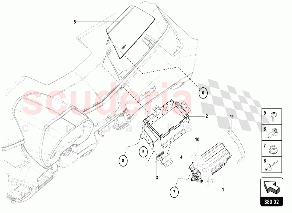 AIRBAG UNIT - PASSENGER SIDE of Lamborghini Lamborghini Aventador LP750 SV Roadster