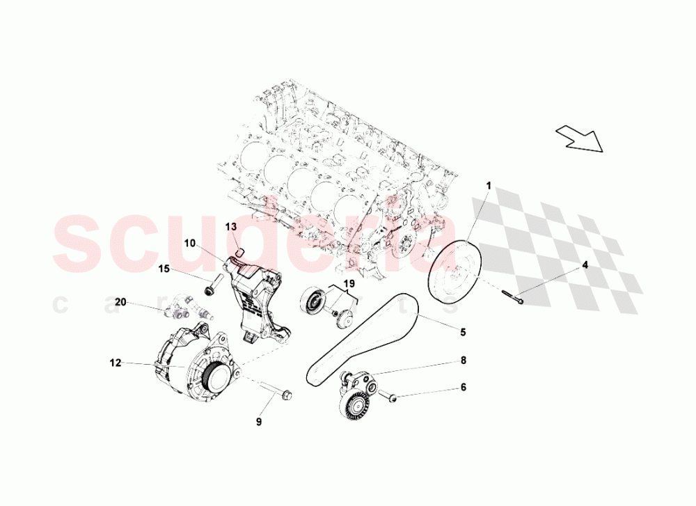 ALTERNATOR AND STRAPS of Lamborghini Lamborghini Gallardo LP550 Spyder