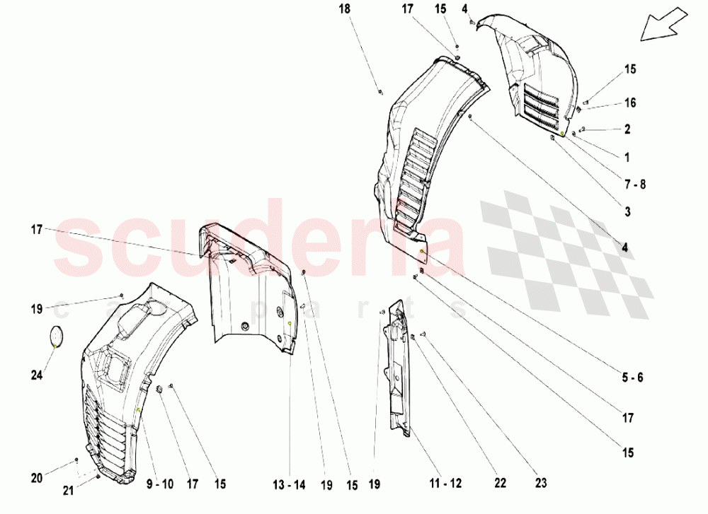 Front And Rear Fender - Wheel Housing Liner of Lamborghini Lamborghini Gallardo LP550 Coupe