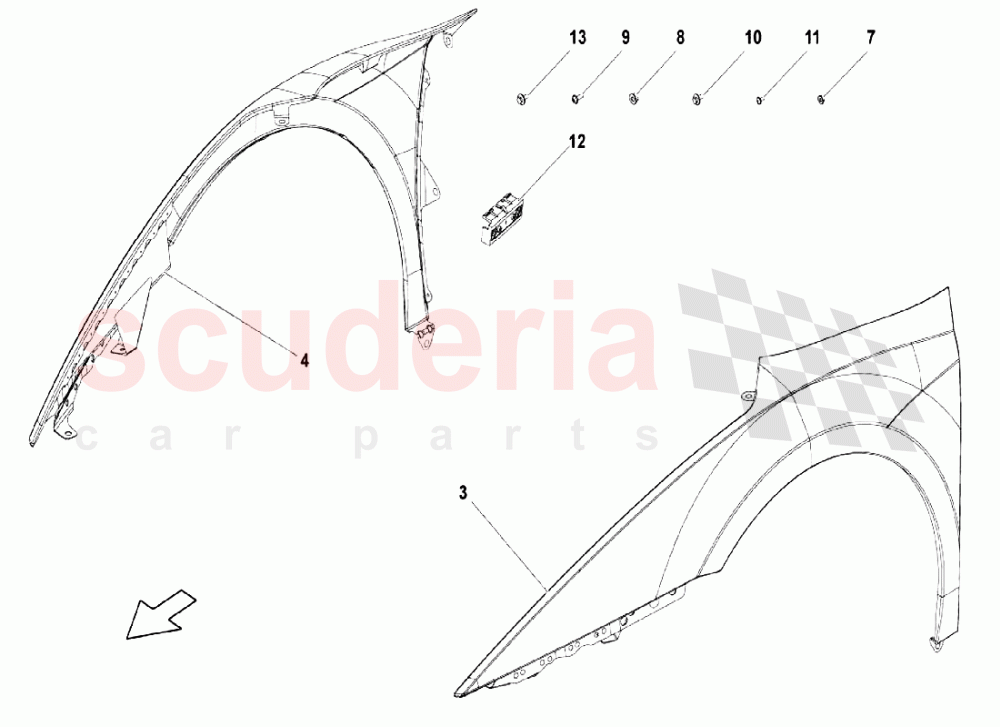 Front And Rear Fender - Wing of Lamborghini Lamborghini Gallardo LP550 Coupe