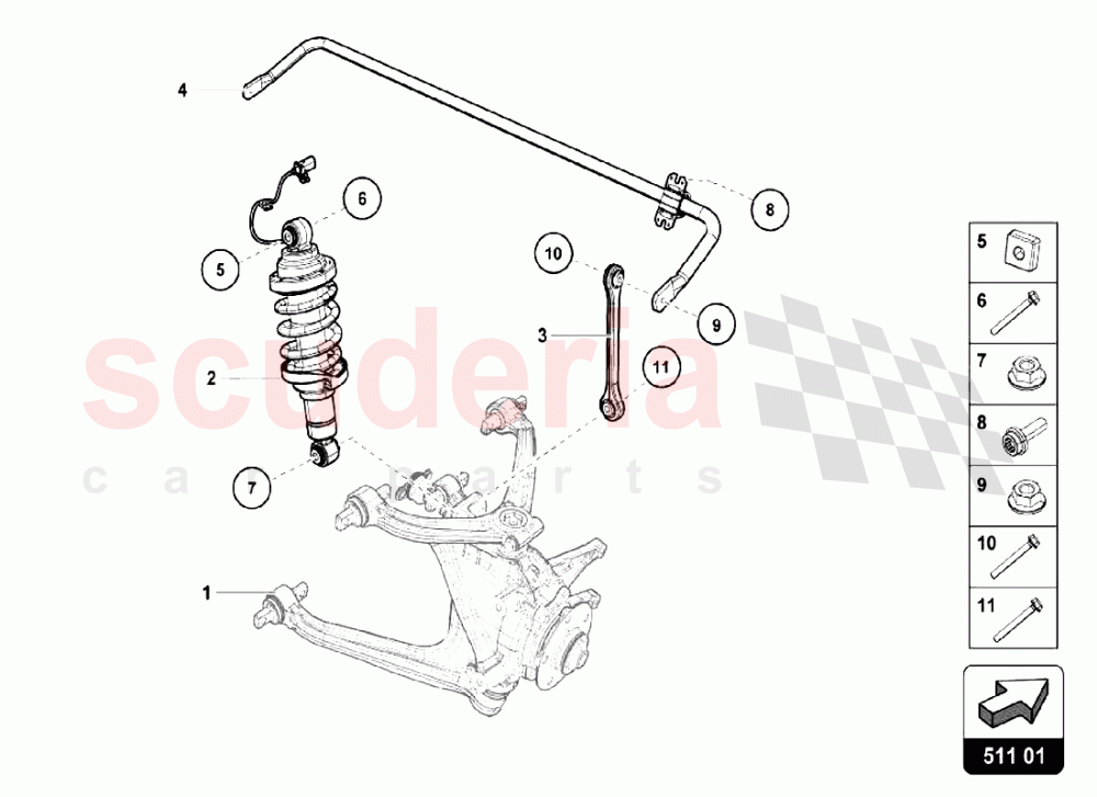 REAR SUSPENSION of Lamborghini Lamborghini Huracan LP610 Spyder