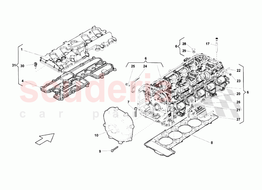 Left Cylinder Head And Cover 6-10 of Lamborghini Lamborghini Gallardo LP560 Spyder