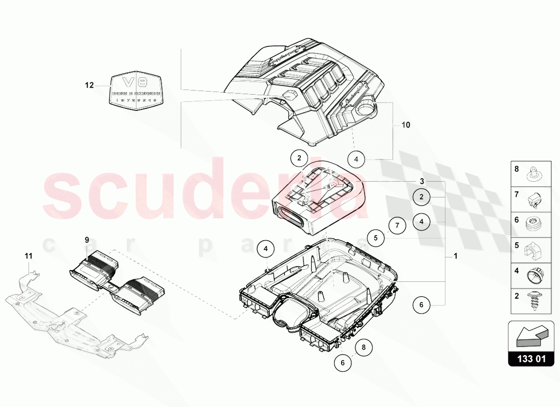 AIR FILTER WITH CONNECTING PARTS of Lamborghini Lamborghini Urus