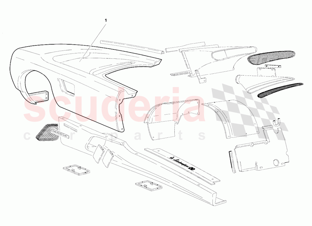 Body Elements-Right Flank (Valid for USA - January 1995) of Lamborghini Lamborghini Diablo SE30 (1993-1995)