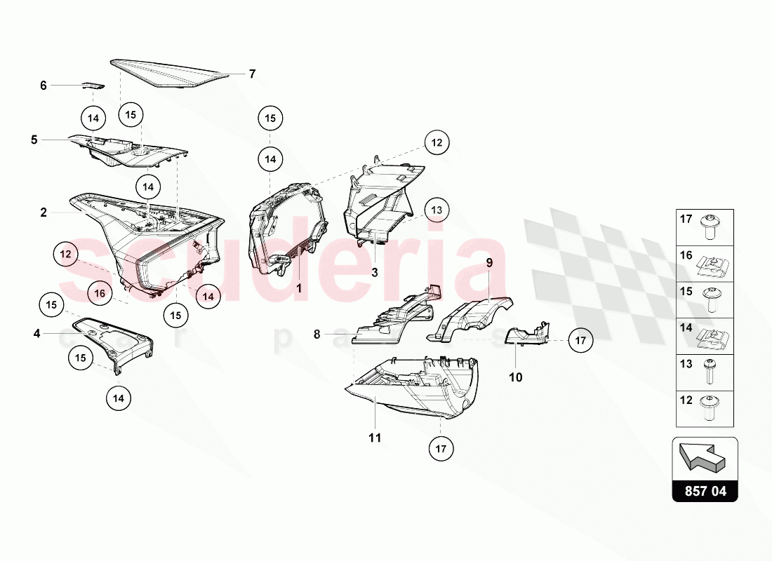 INSTRUMENT HOUSING FOR REV COUNTER AND DAILY DISTANCE RECORDER of Lamborghini Lamborghini Huracan Evo Coupe