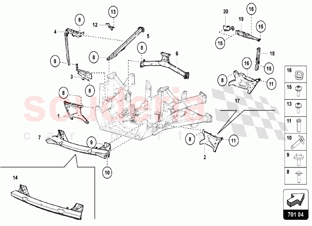 REAR FRAME ELEMENTS 2 of Lamborghini Lamborghini Aventador LP750 SV Roadster