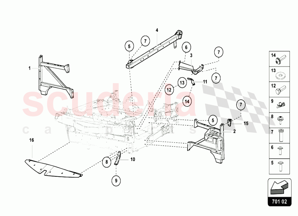 REAR FRAME ELEMENTS 1 of Lamborghini Lamborghini Aventador LP720 Roadster