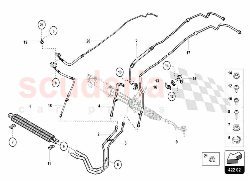 OIL COOLER - POWER STEERING of Lamborghini Lamborghini Aventador LP720 Coupe