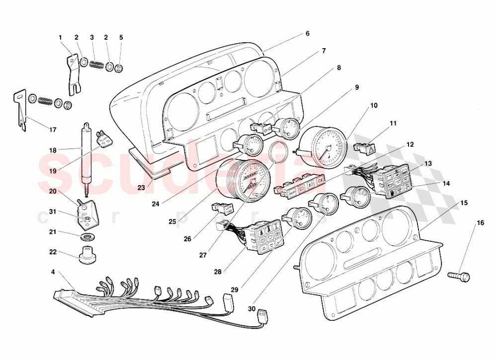 Dashboard Instruments of Lamborghini Lamborghini Diablo (1990-1998)