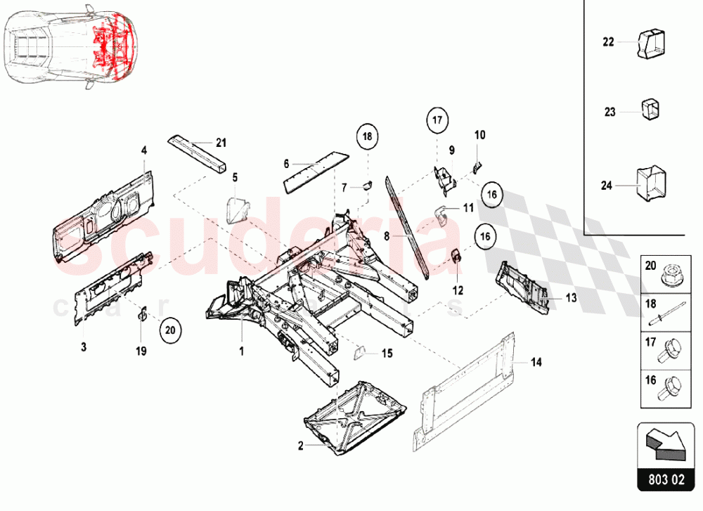 Front Frame of Lamborghini Lamborghini Huracan LP640 Performante Coupe