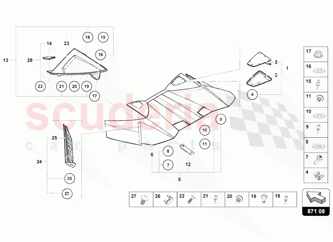 COVERTIBLE TOP, HINGE COVER of Lamborghini Lamborghini Huracan Evo Spyder