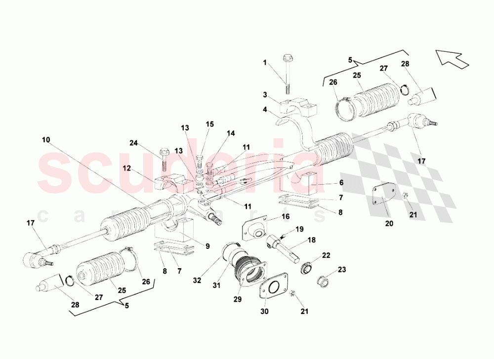 STEERING RACK of Lamborghini Lamborghini Gallardo LP550 Spyder