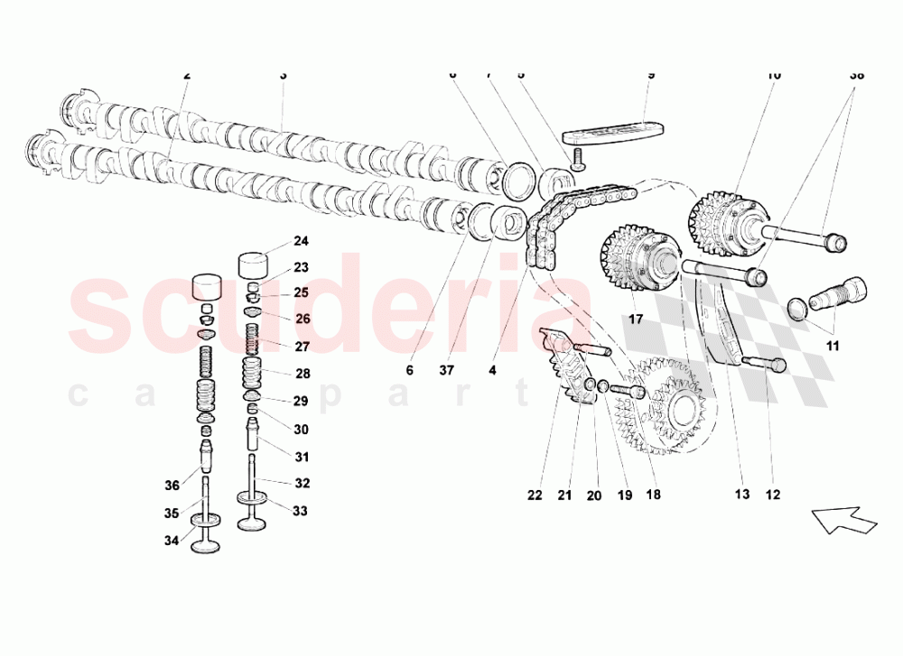 Lh Head Timing System of Lamborghini Lamborghini Murcielago LP670