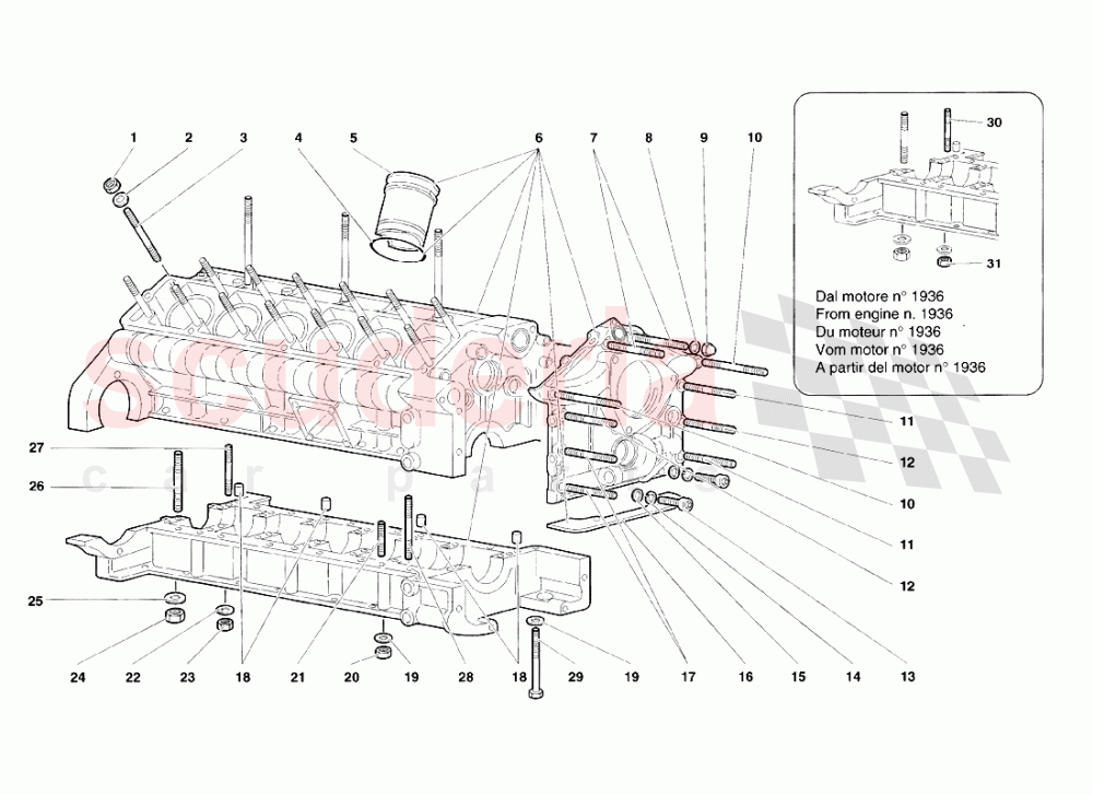 Crankase and Lower Mounting of Lamborghini Lamborghini Diablo VT Roadster (1998-2000)