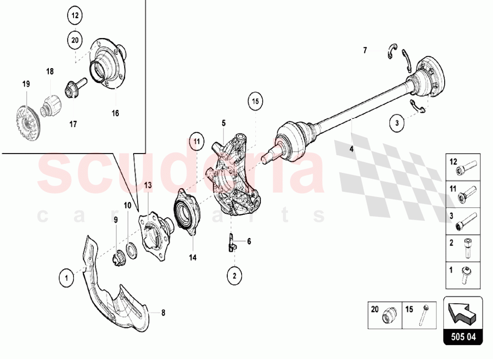 Rear Crosspiece - Axle Shaft of Lamborghini Lamborghini Aventador S