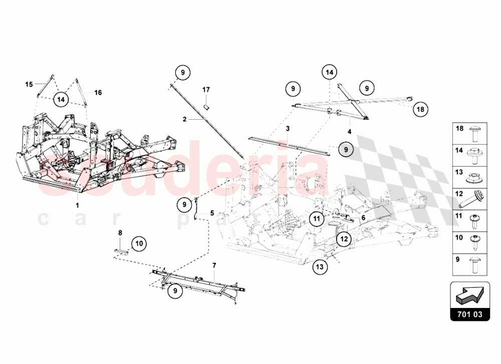 REAR FRAME ELEMENTS 1 of Lamborghini Lamborghini Aventador LP700 Roadster